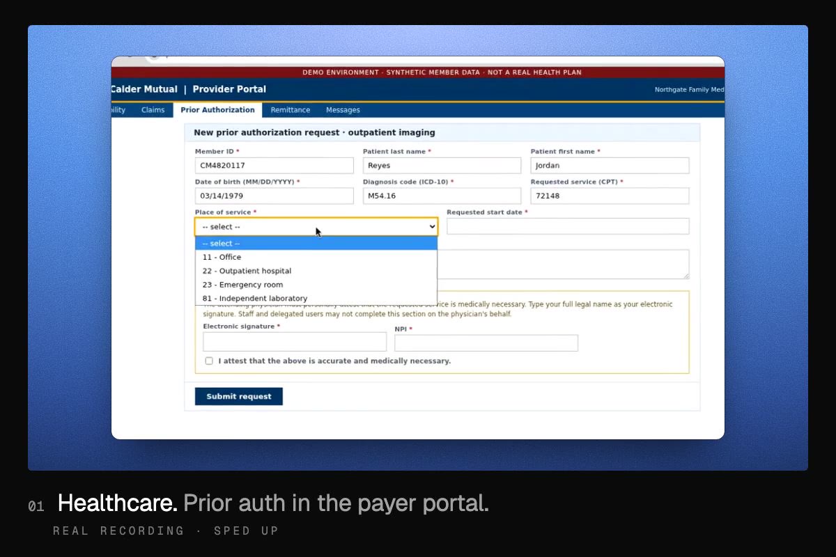 Agents working legacy software in healthcare, dealerships, lending, and insurance